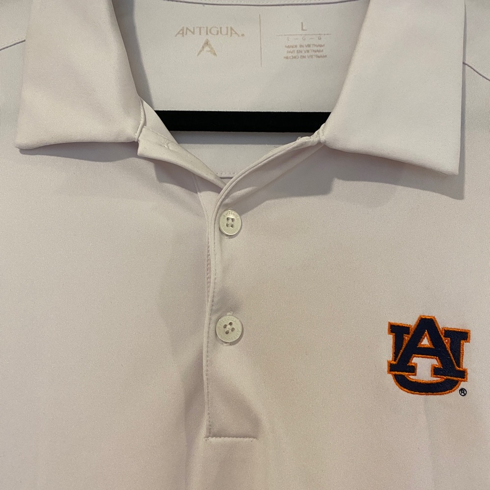 MENS WHITE AUBURN UNIVERSITY POLO SHIRT - L - Picture 2 of 5